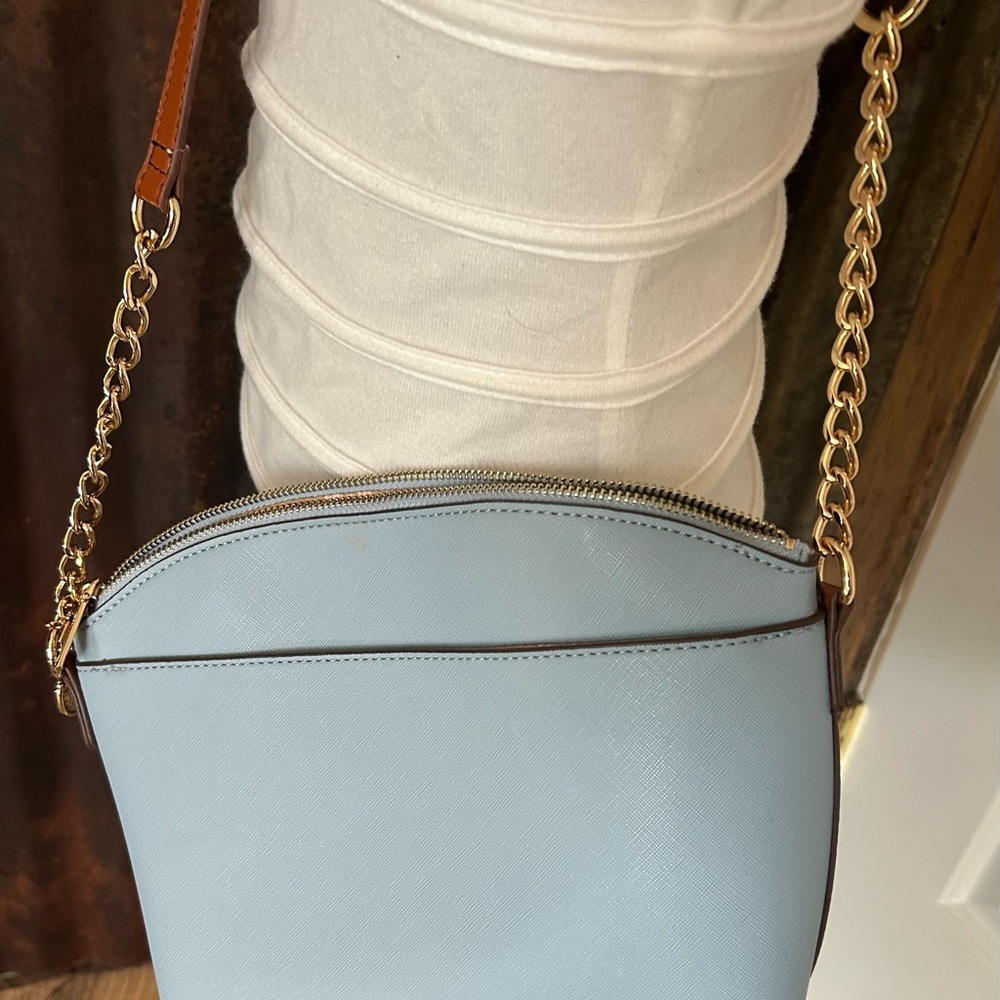 Anne Klein Blue Crossbody Bag Gold Strap Lion - Picture 5 of 9